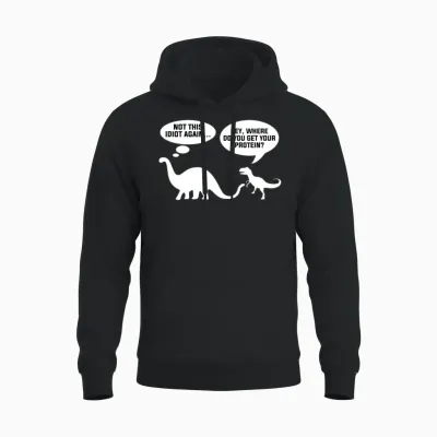 Funny Vegan Dino Unisex Hoodie - Black