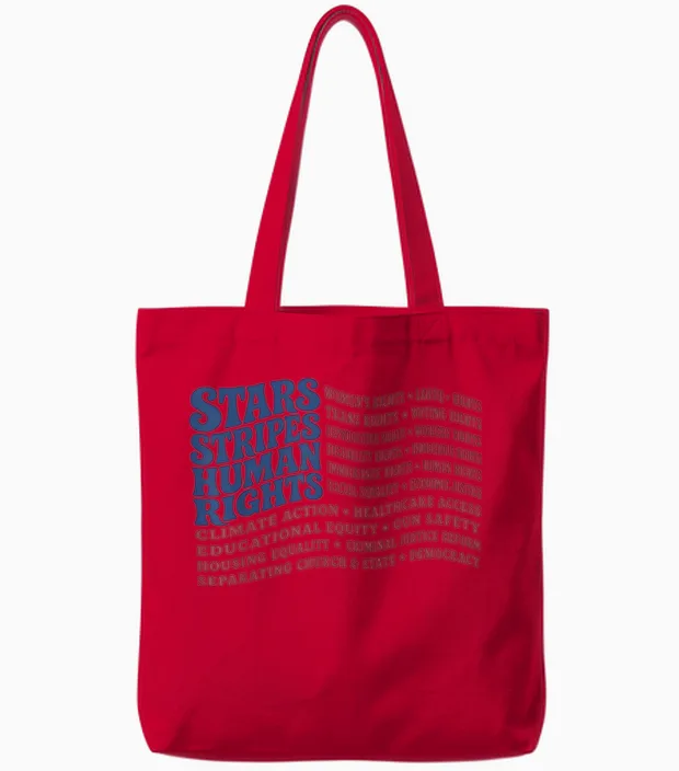 4th of July Shirt Stars Stripes and Human Rights Usa Tote Bags in Red