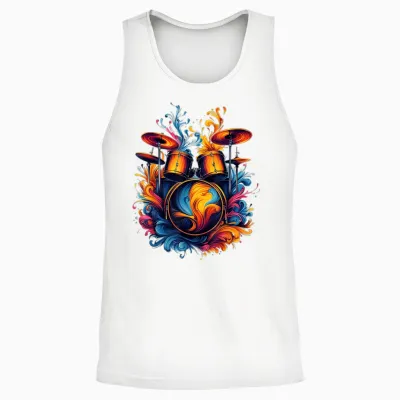 Drummer Drummer T-Shirt with Drums Unisex Tank Top - White
