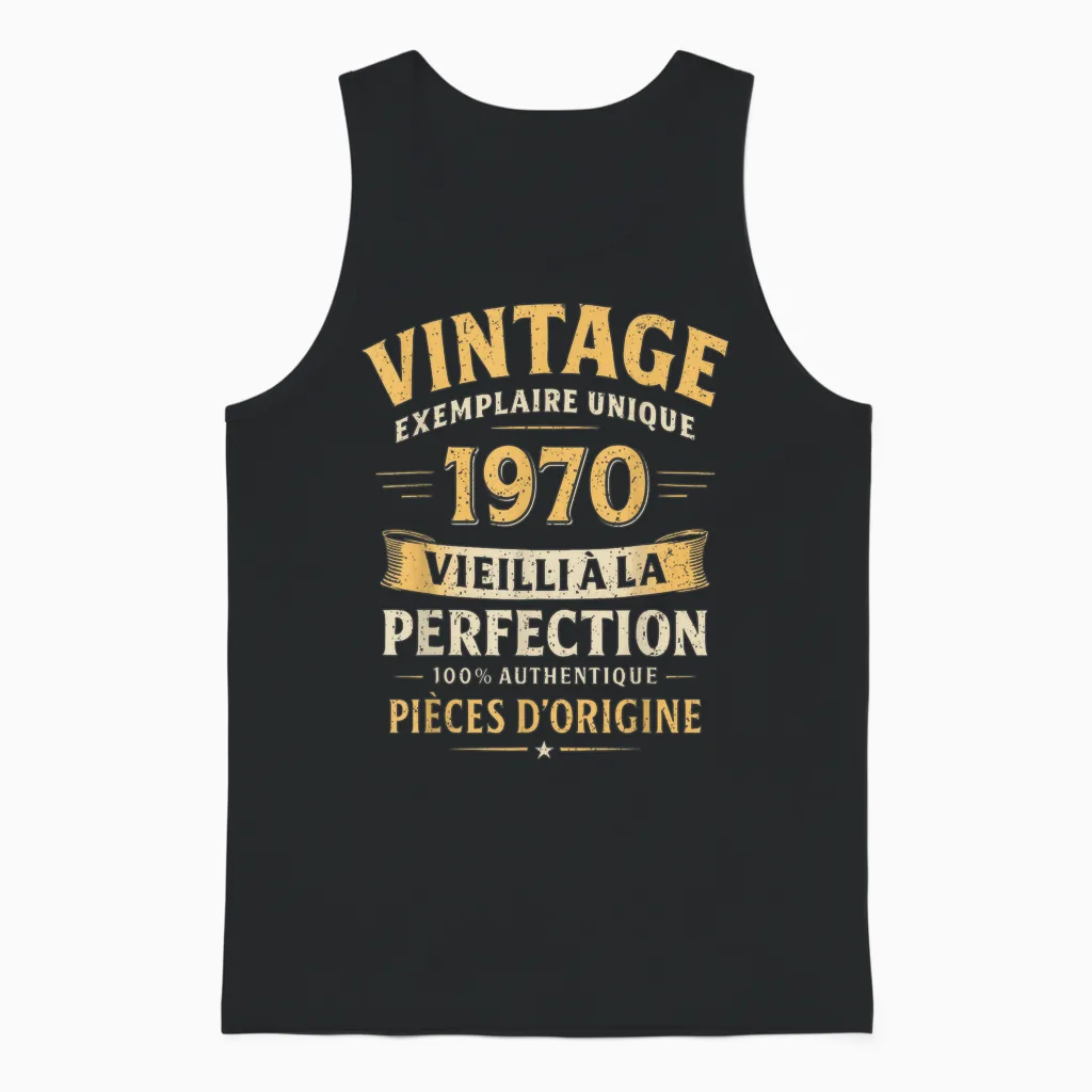 Birthday Gift 56 Years Funny Vintage 1970 56 Years Man Unisex Tank Top in Black