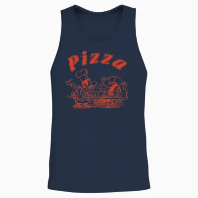 Pizza Box Cardboard Design Italian Retro Logo T-Shirt, White Unisex Tank Top - Navy