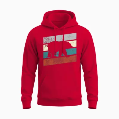 Bear Retro Unisex Hoodie - Red