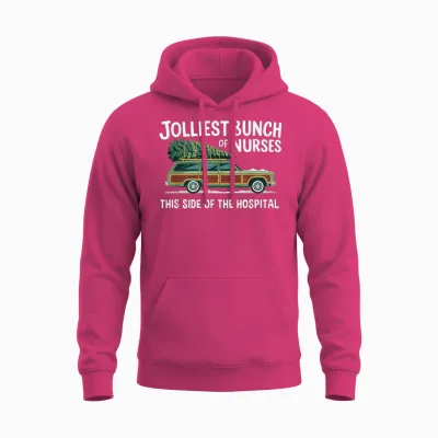 Jolliest Bunch of Nurses Holiday Fun Christmas Nursing Humor Unisex Hoodie - Heliconia