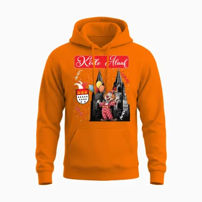Cologne Rut Und Wiess Cologne Cathedral Carnival Costume Clown Costume Long Sleeve Shirt, Black Unisex Hoodie - Safety Orange