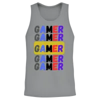 Distressed Retro Gamer — Gaming Gift Unisex Tank Top - Sport Grey – 2