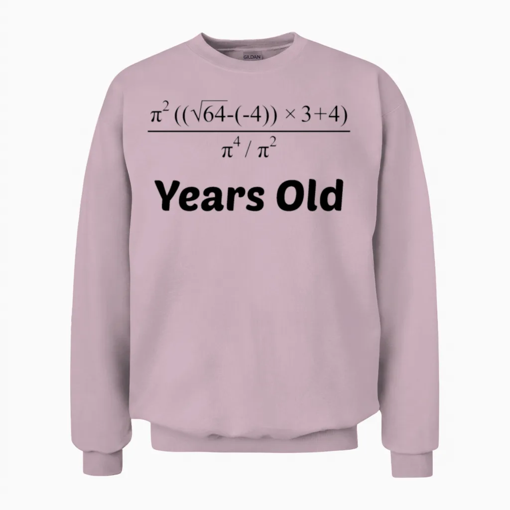 Algebra Equation 40th Birthday Unisex Sweatshirt in Light Pink