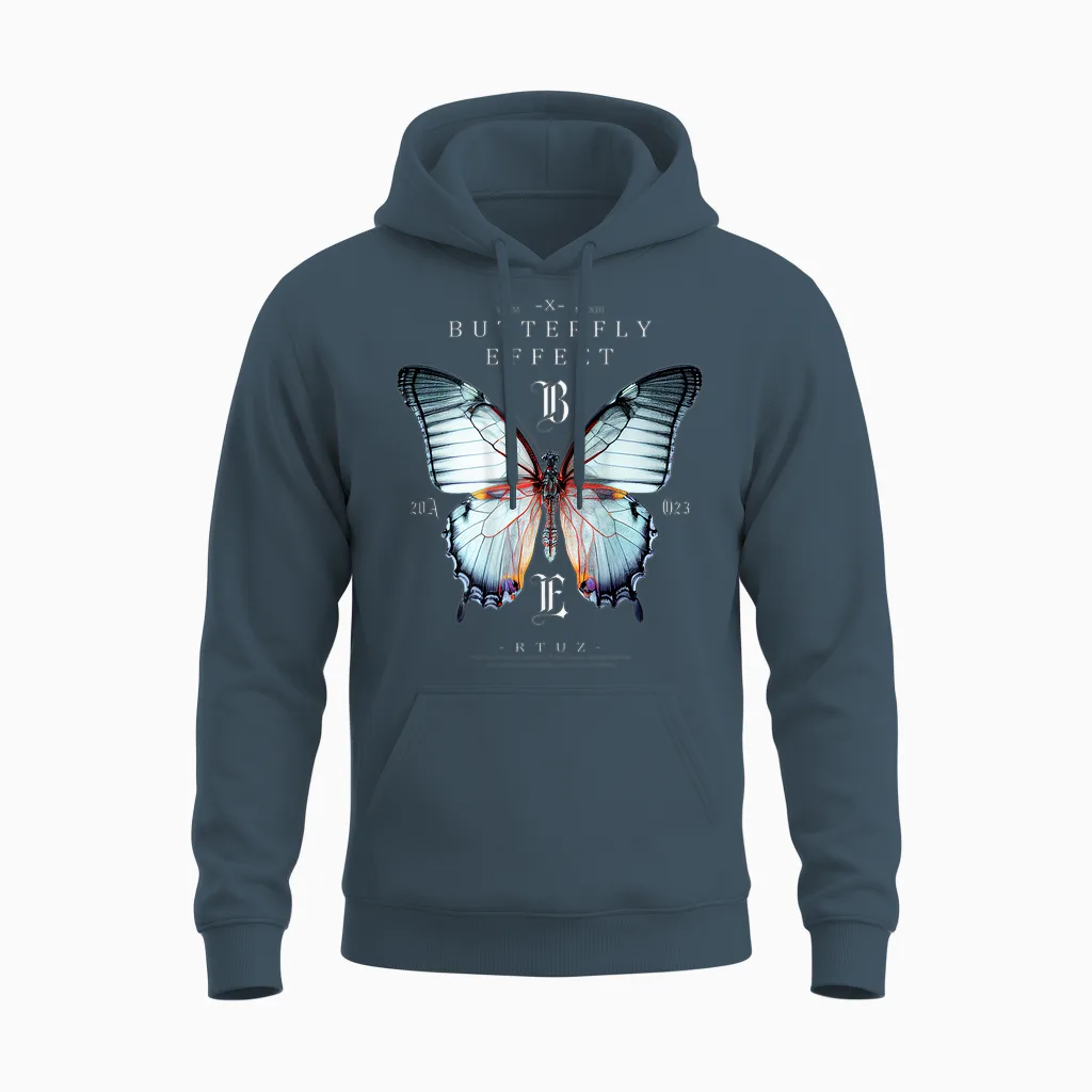 Backprint Butterfly Mode Fashion Damen Herren Schmetterling Unisex Hoodie in Dark Heather