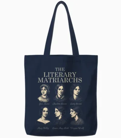 Little Women in Literature, Jane Austen, Bronte Sisters Tote Bags - Navy