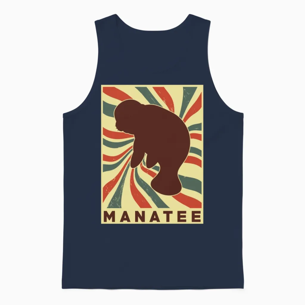 Manatee Retro Vintage Unisex Tank Top in Navy