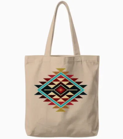 Native Beaded Sunburst 01 Tote Bags - Natural