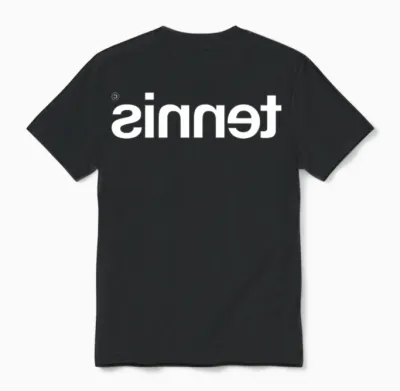 Tennis Backwards in a White Font Unisex T-Shirt - Black