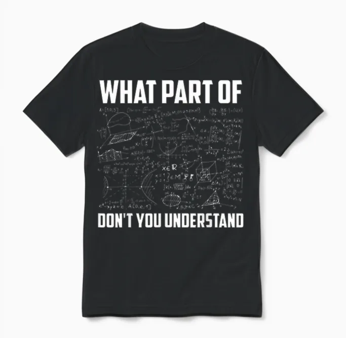 What Part of Don't You Understand | Funny Math Teacher Gift Short Sleeve T-Shirt, Black, Small, Unisex T-Shirt in Black