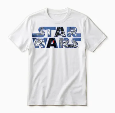 Star Wars Logo Millennium Falcon and Death Star Unisex T-Shirt - White