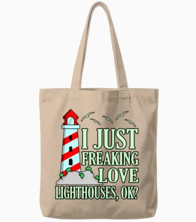 Funny Lighthouse Gift Tote Bags - Natural