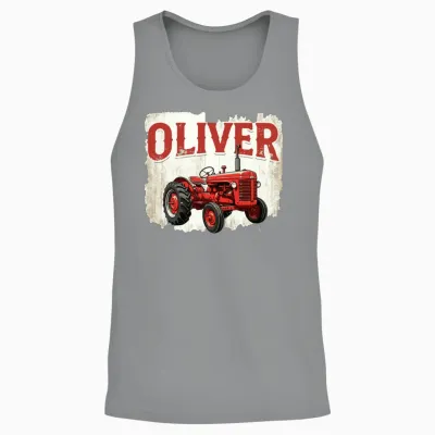 Oliver Personalized Nametag Tractor for Oliver Unisex Tank Top - Sport Grey