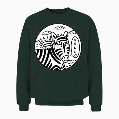 Funny Cartoon Zebra Unisex Sweatshirt - Forest