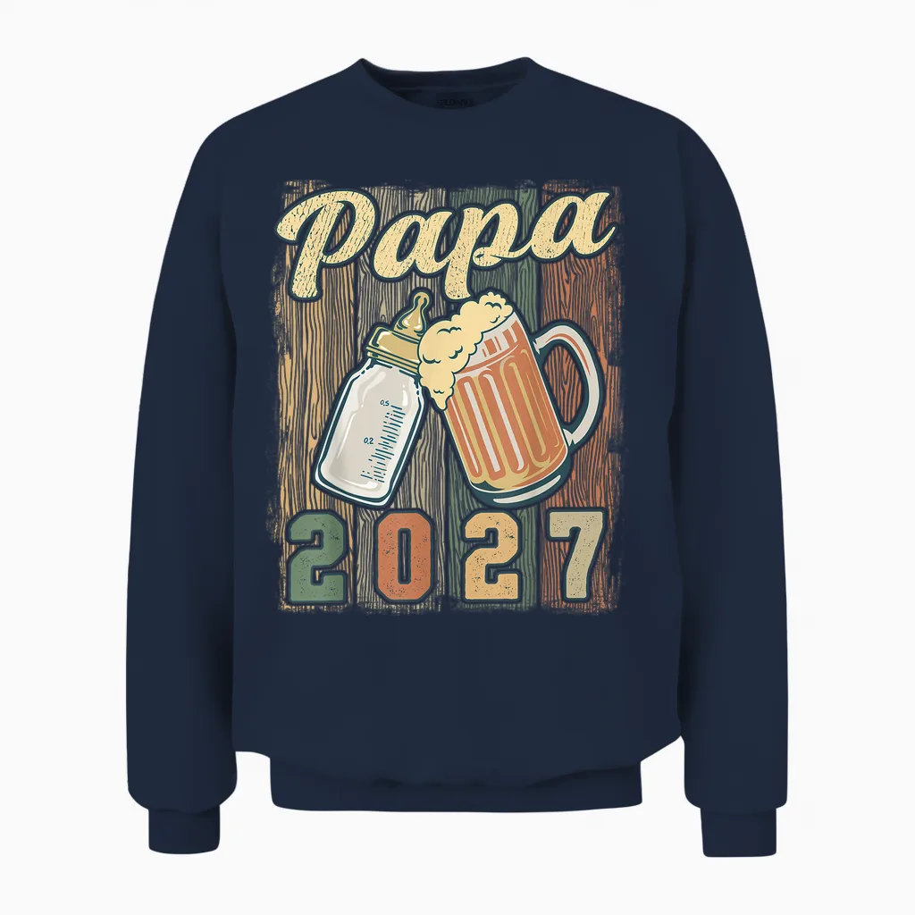 Papa 2027 Nouveau Papa Futur Papa Bientôt Papa Unisex Sweatshirt in Navy