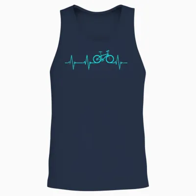 Mountain Bike Heartbeat Cycling Cool Bike Unisex Tank Top - Navy