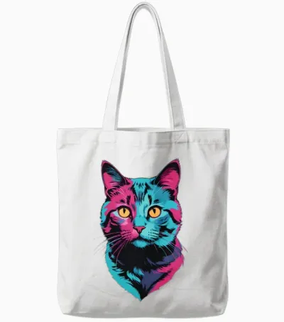 Retro Pop Cat Tote Bags - White