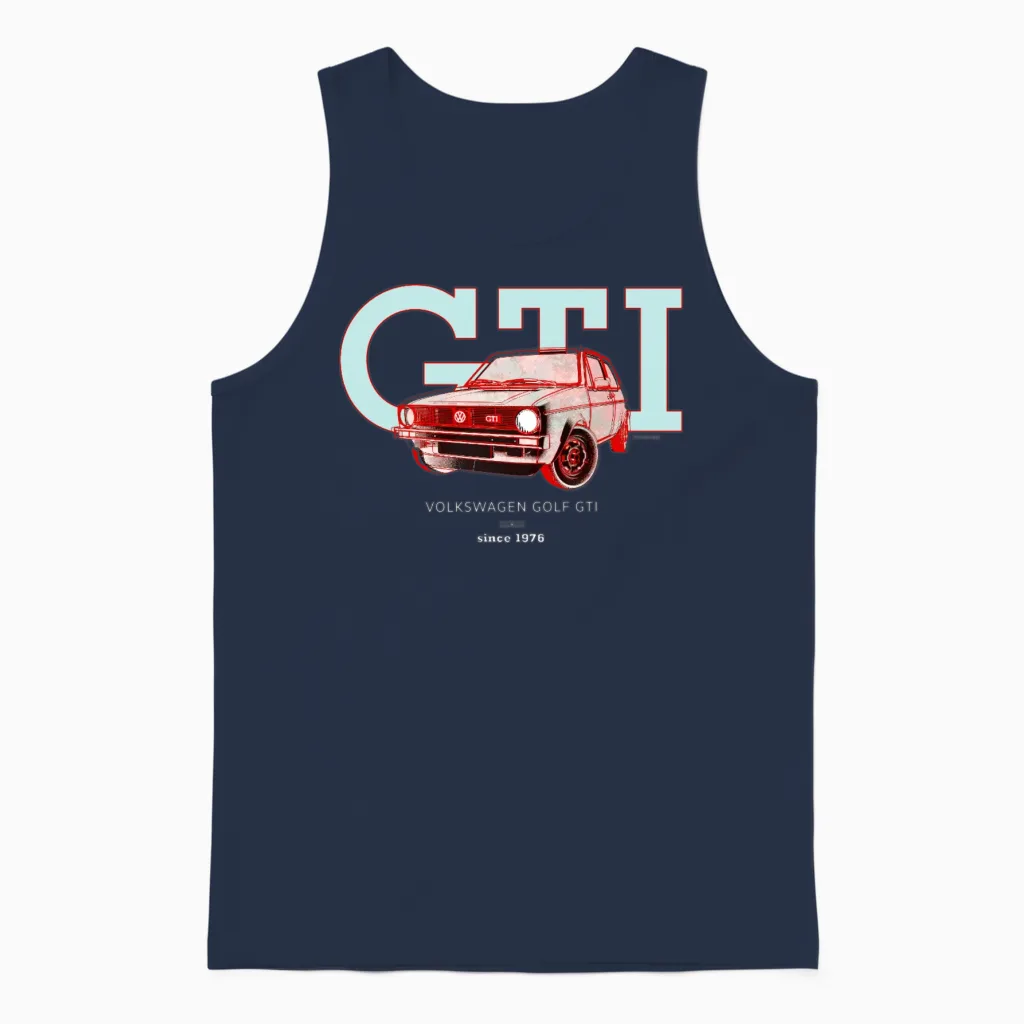 Volkswagen Red Vw Gti M1 with Gti Lettering Unisex Tank Top in Navy