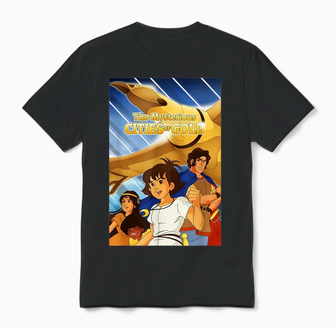 The Mysterious Cities of Gold - Retro 80s Cartoon Kids T-Shirt, Black Unisex T-Shirt in Black