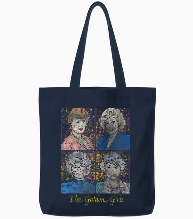 The Golden Girls Modern Cast Sketch Retro Tv Show Tote Bags in Navy