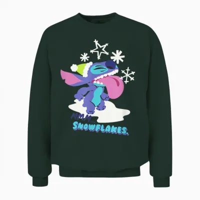 Amazon Essentials Stitch Wintertime Catching Snowflakes Unisex Sweatshirt - Forest