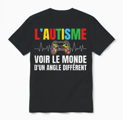 Autism View the World from an Angle Pride and Love Autistic T-Shirt, Black, S Unisex T-Shirt - Black