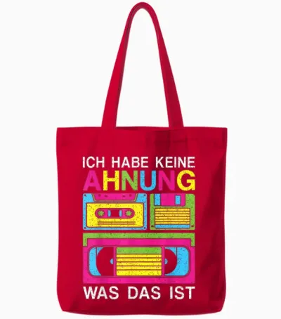 Ich Habe Keine Ahnung Was Das Ist 80s 90s Party Costume T-Shirt, Black Tote Bags - Red