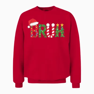 Christmas Shirts for Kids Boys Bruh Funny Christmas Women Unisex Sweatshirt - Red