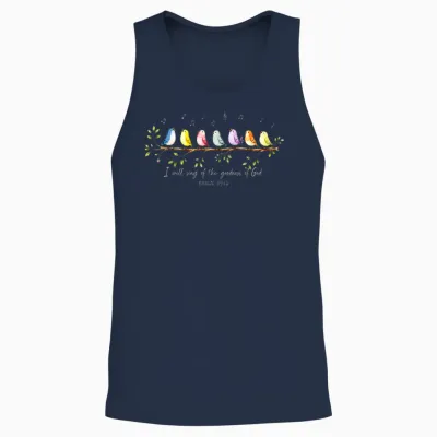 I Will Sing of the Goodness of God Psalm 89 1 Cute Bird Unisex Tank Top - Navy