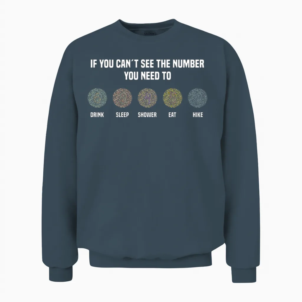 Ishihara Numbers - Hike Hiking & Outdoors Gift Unisex Sweatshirt in Dark Heather