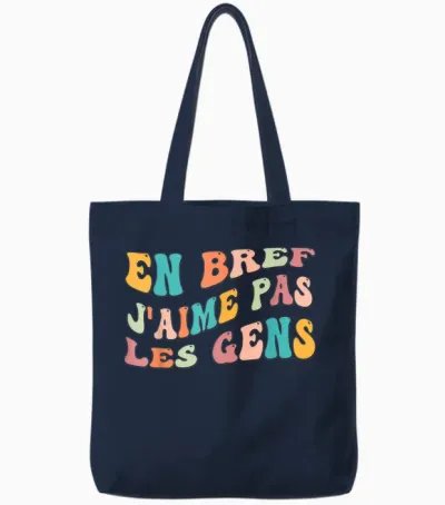 En Bref J'aime Pas Les Gens Drôle Cadeau Humoristique Humour Tote Bags - Navy