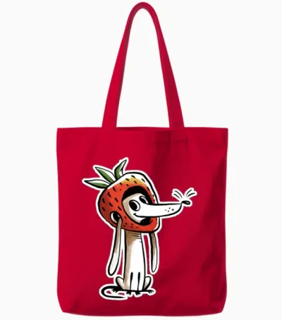 Strawberry Dog Tote Bags - Red