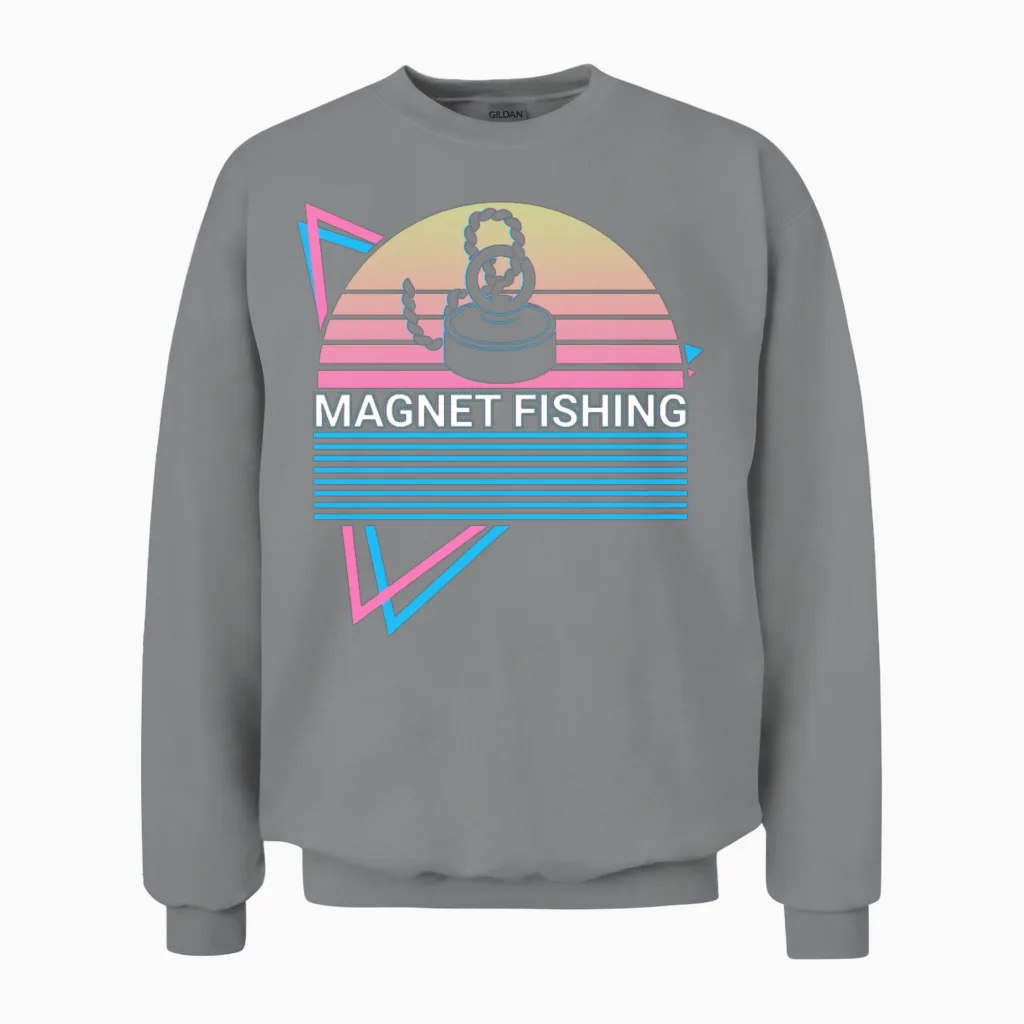 Magnet Fishing Retro Unisex Sweatshirt in Sport Grey