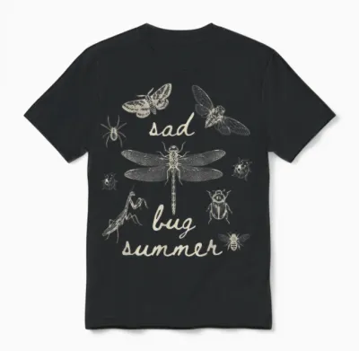 Sad Bug Summer Vintage Goth Insect Last of the Bugs Unisex T-Shirt - Black
