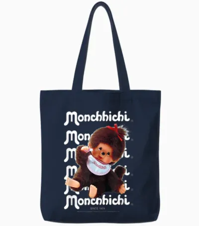 Monchhichi Cute Thumbs Up Fluffy Little Guy Vintage Photo Tote Bags - Navy