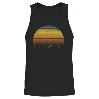 Retro Yellowstone National Park Sunset Vacation Unisex Tank Top - Black