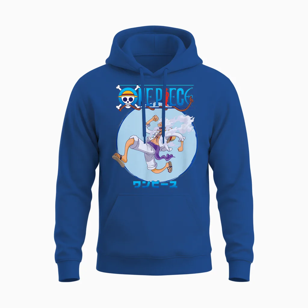 One Piece Anime Luffy Gear 5 Action Pose Unisex Hoodie in Royal