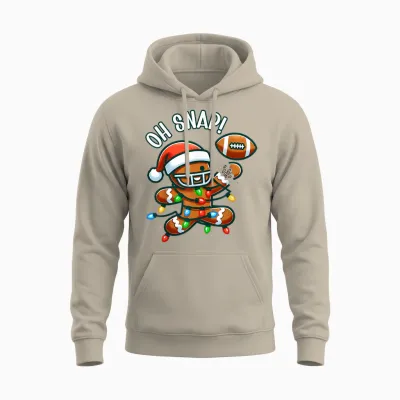 Funny Gingerbread Man Pajamas & Pjs Xmas Holiday Oh Snap Gingerbreadman Christmas Football Unisex Hoodie - Sand