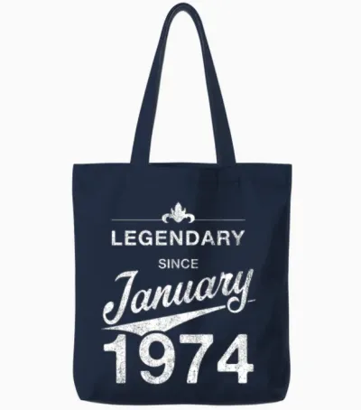 50th Birthday 50 Year Old Born January 1974 Gift Tote Bags - Navy