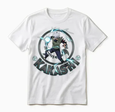 Naruto Shippuden Kakashi Lighting Circle T-Shirt Small Unisex T-Shirt - White