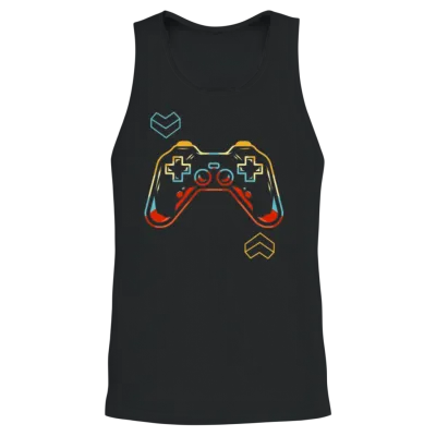 Geometric Gamer Joystick Controller Retro Gaming Unisex Tank Top - Black