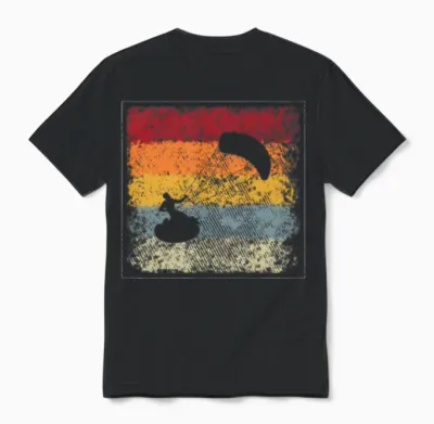 Kite Surfing Retro Unisex T-Shirt - Black