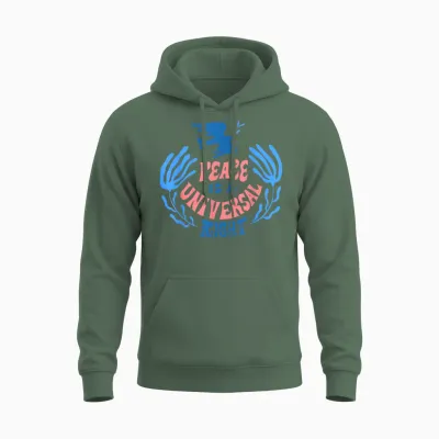 Peace Frieden Friedenstaube Spruch Damen Kinder Herren Unisex Hoodie - Military Green