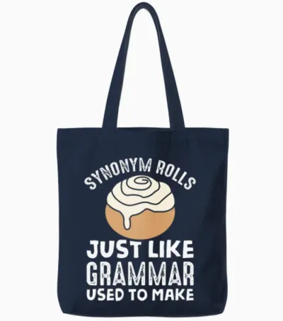 Synonym Rolls Meme English Grammar Teacher Pun Tote Bags - Navy