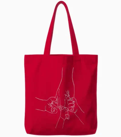 Vater Und 3 Kinderhände Vatertag Für Väter Eltern Kinder Tote Bags - Red