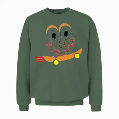 Burgers Fast Food Unisex Sweatshirt - Military Green