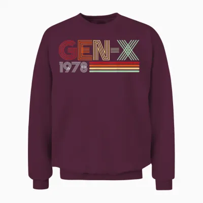 Gen X 1978 Retro-Generation Xer Im Vintage-Textstil Unisex Sweatshirt - Maroon