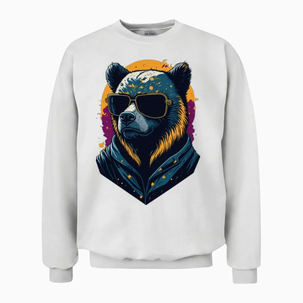 Fanny Beautiful Bear Design .cool Bear Design Unisex Sweatshirt in White